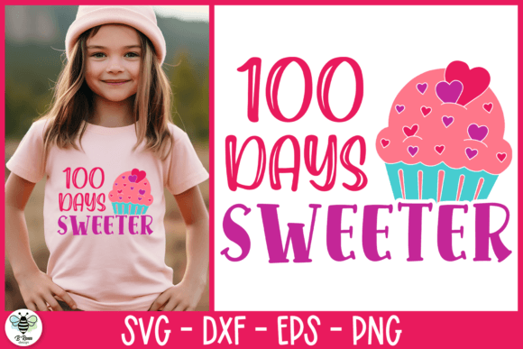 100 Days Sweeter SVG Cupcake SVG