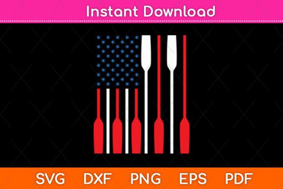 American Flag Rowing Boat Paddle Svg