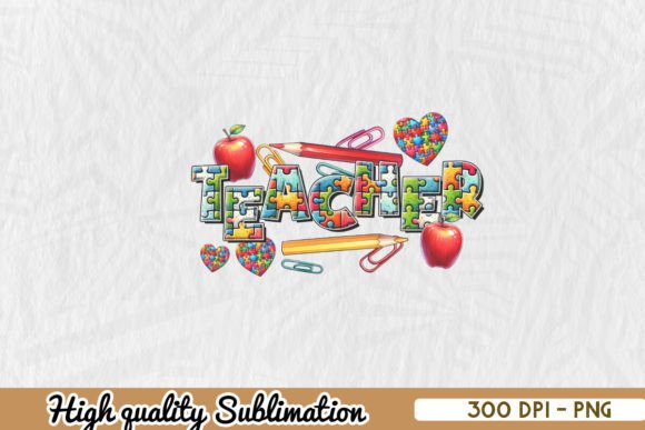Autism Teacher PNG Sublimation Design