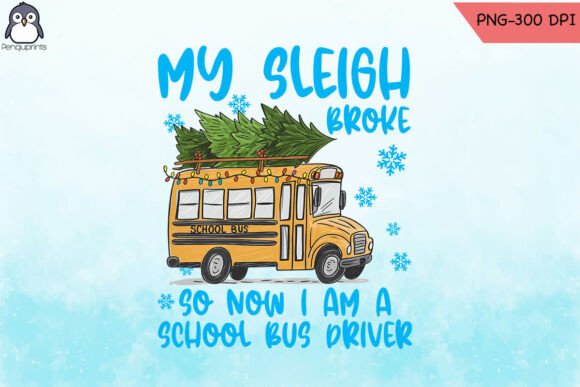 Christmas School Bus Driver Sleigh PNG