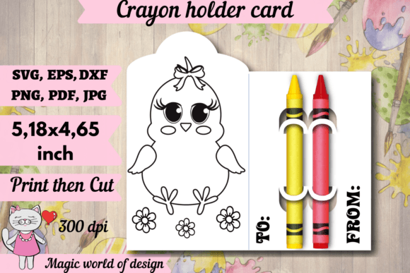 Easter Baby Chick Crayon Holder Card Svg