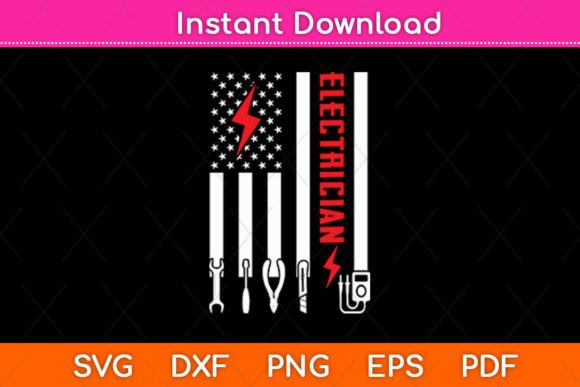 Electrician Patriotic American Flag Svg Graphics