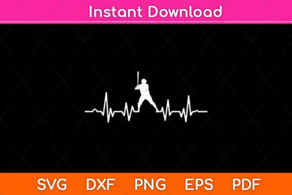 Funny Heartbeat Baseball Player Svg File