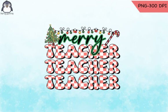 Merry Teacher Christmas Sublimation PNG