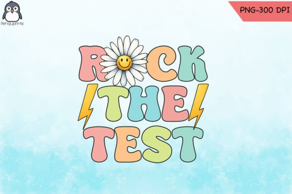 Rock the Test Retro Groovy Teacher PNG