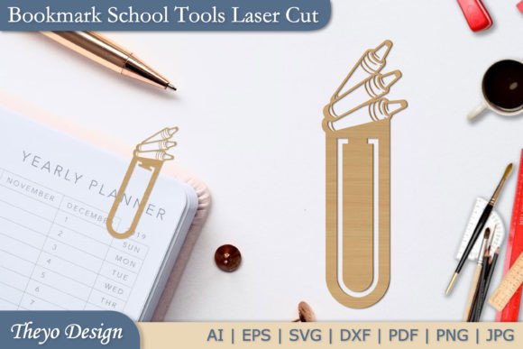 School Tools Bookmark Papercut Laser Cut: A Graphic Design Asset for Crafts