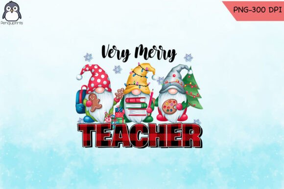 Very Merry Teacher Christmas Gnomes PNG: Graphics for Crafts